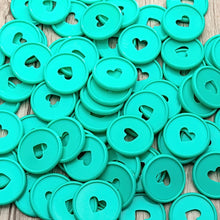 Load image into Gallery viewer, 30PCS 35mm Colorful Heart Binder Buckle Disc Ring Mushroom Hole Ring Round Binding Plastic Disc Buckle Hoop DIY Binder Notebook