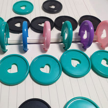Load image into Gallery viewer, 30PCS Colorful Heart Binding Buckle Disc Ring Mushroom Hole Ring Round Plastic Disc Buckle Hoop DIY Binder Notebook 35MM