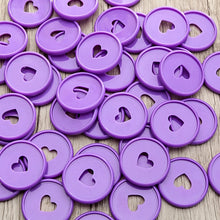 Load image into Gallery viewer, 30PCS Colorful Heart Binding Buckle Disc Ring Mushroom Hole Ring Round Plastic Disc Buckle Hoop DIY Binder Notebook 35MM