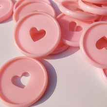 Load image into Gallery viewer, 30PCS Colorful Heart Binding Buckle Disc Ring Mushroom Hole Ring Round Plastic Disc Buckle Hoop DIY Binder Notebook 35MM