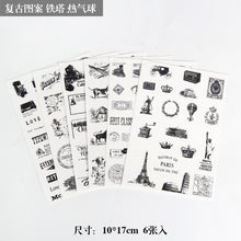 Load image into Gallery viewer, 6sheets/bag Cute Stickers Bullet Journal Kawaii Scrapbooking Planner Diary  Sticker Set Retro Stationery
