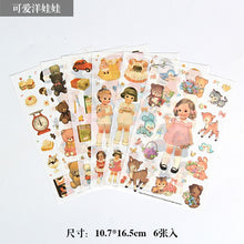 Load image into Gallery viewer, 6sheets/bag Cute Stickers Bullet Journal Kawaii Scrapbooking Planner Diary  Sticker Set Retro Stationery
