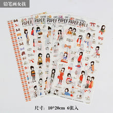Load image into Gallery viewer, 6sheets/bag Cute Stickers Bullet Journal Kawaii Scrapbooking Planner Diary  Sticker Set Retro Stationery
